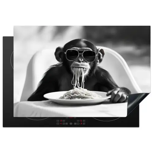 Aap - Spaghetti - Zonnebril - Zwart wit - Cool - Dier Inductie beschermer vinyl 3mm klein -3d