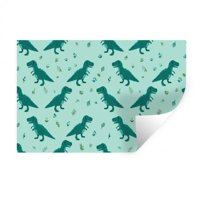 Donkergroen - Dinosaurussen - Afdrukken - Bladeren Muursticker klein -3d