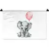 Olifant - Baby dier - Roze ballon Wandkleed katoen klein -zz3d