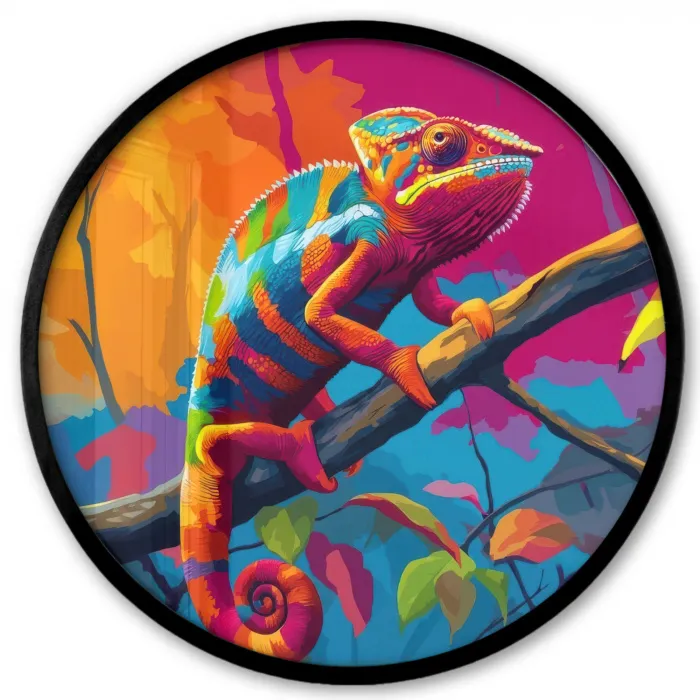 Kameleon - Tak - Gestreept - Bladeren Fotolijst rond zonder passe partout klein -3d