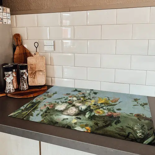Bloemen - Oude Meesters - Olieverf Inductie beschermer vinyl 3mm klein -sfeer3