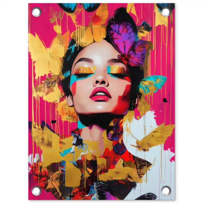 Vrouw - Abstract - Kleurrijk tuinposter los doek klein -3d