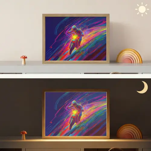 Crossmotor - Neonkleuren - Lijnen - Helm Light Box met batterij (Wandlamp kind) middel -sfeer3_kind