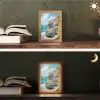 Boten - Rotsen - Zee - Zon Light Box met kabel (Tafellamp) klein -sfeer3