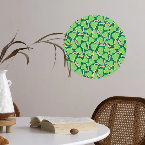 Peren - Groen - Roze Wandcirkel behangsticker klein 186 -sfeer3