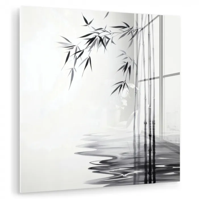 Bamboestammen - Water - Minimalistisch - Wit plexiglas 5mm klein -zzzproduct_nieuw