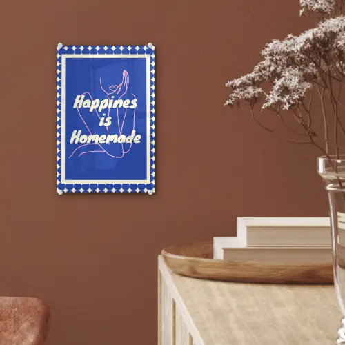 Lijntekening - Vrouw - Quote - Blauw plexiglas 5mm klein -sfeer5