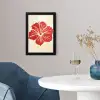 Rode hibiscusbloem - Textuur achtergrond - Beige fotolijst zwart zonder passe partout klein -sfeer4