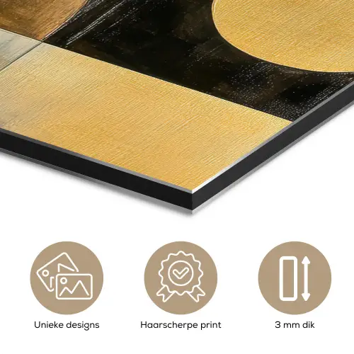 Abstract - Goud - Brons - Vormen - Geometrisch aluminium wit klein -closeup_NL