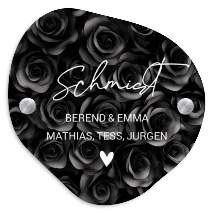 Zwarte rozen - Sierlijk Naambord Organisch middel -3d