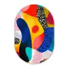 Vormen - Abstract - Stippels - Blauw Wandcirkel Ovaal Glas middel -3d