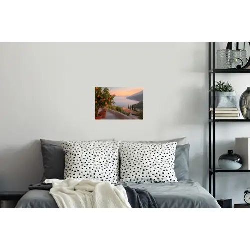 Middelandse zee - Sinaasappel - Heuvels - Zee Muursticker klein -slaapkamer
