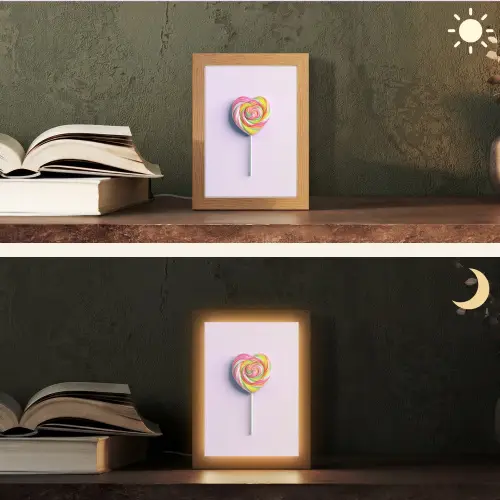 Hart - Lolly - Snoep Light Box met kabel (Tafellamp) klein -sfeer3