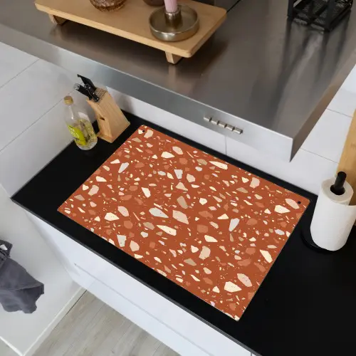 Terrazzo - Patroon - Klei Inductie beschemer met haakjes klein 777 -sfeer1