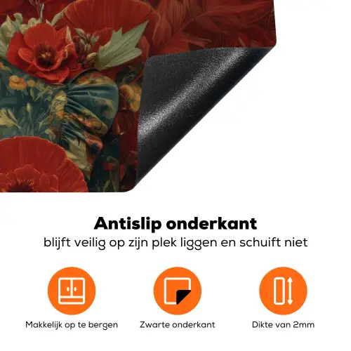 Bloemen - Dieprood - Zonnebril - Vrouw Inductie beschermer vinyl 3mm klein -zzzzzzz-td-onderkant