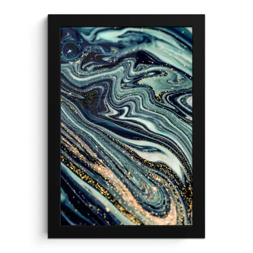 Marmer - Goud - Blauw - Glitter - Marmerlook - Abstract fotolijst zwart zonder passe partout klein -3d