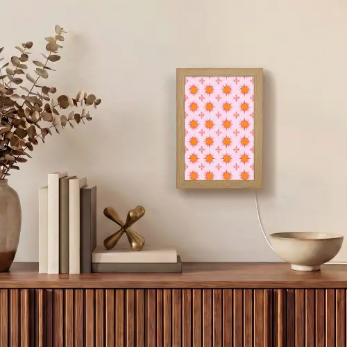 Zon - Patroon - Roze Light Box met kabel (Tafellamp) klein 925 -sfeer2