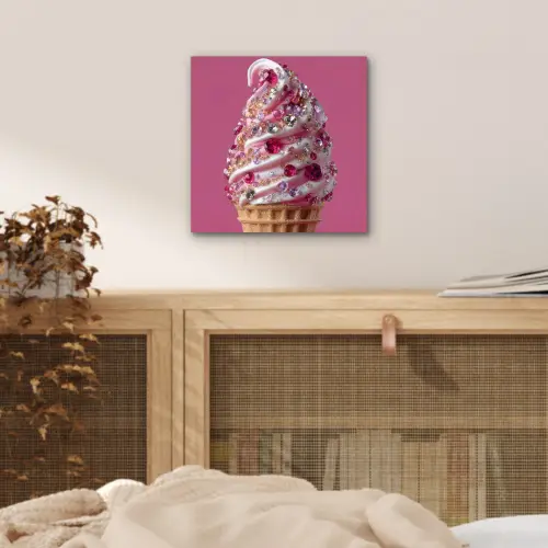 Softijs - Edelstenen - Roze - Hoorntje aluminium wit klein -sfeer3