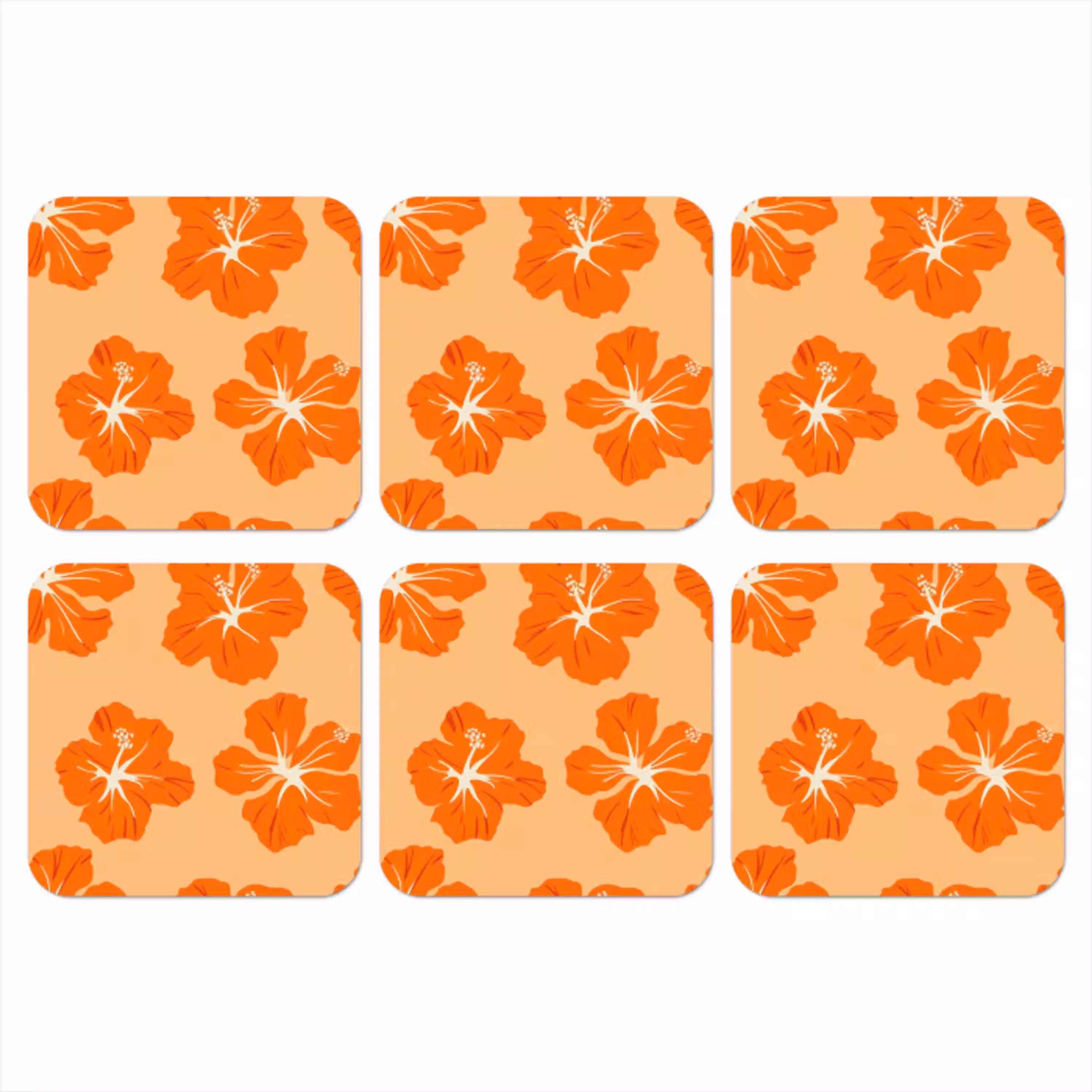 Tropisch - Hibiscus - Oranje onderzetter kurk middel 366 -3d