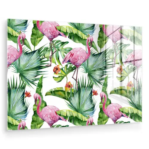 Flamingo - Bloemen - Bladeren - Jungle - Tropical plexiglas 5mm klein -zzzproduct_nieuw