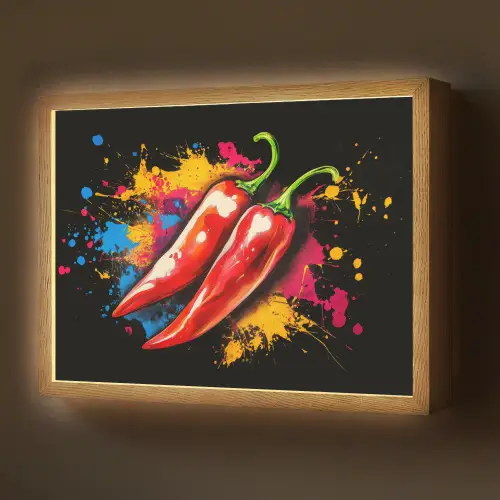 Peper - Graffiti - Verf - Abstract - Modern - Kleurrijk Light Box met batterij (Wandlamp) middel -z3d_website