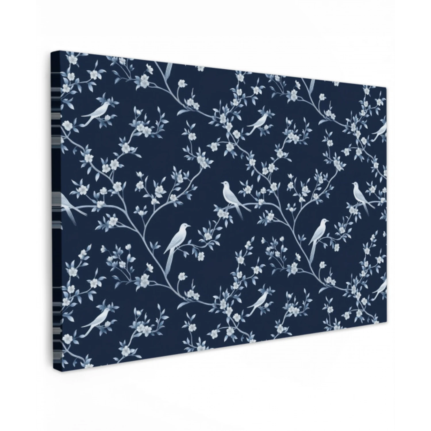 Grafisch - Bloesemtak - Blauw Tuinposter op houten frame 2 cm dik klein 845 -3d