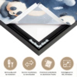 Panda's - Slapen - Blauw Textielframe zwart klein 947 -USP_closeupNL