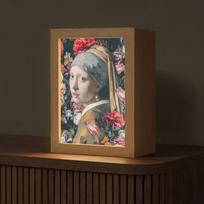 Table Lamp - Girl with the pearl earring - Johannes Vermeer - Flowers