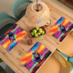 Neushoorn - Zonsondergang - Savanna - Kleurrijk Placemat vinyl groot -zzsfeer5_Kitchenyeah-website