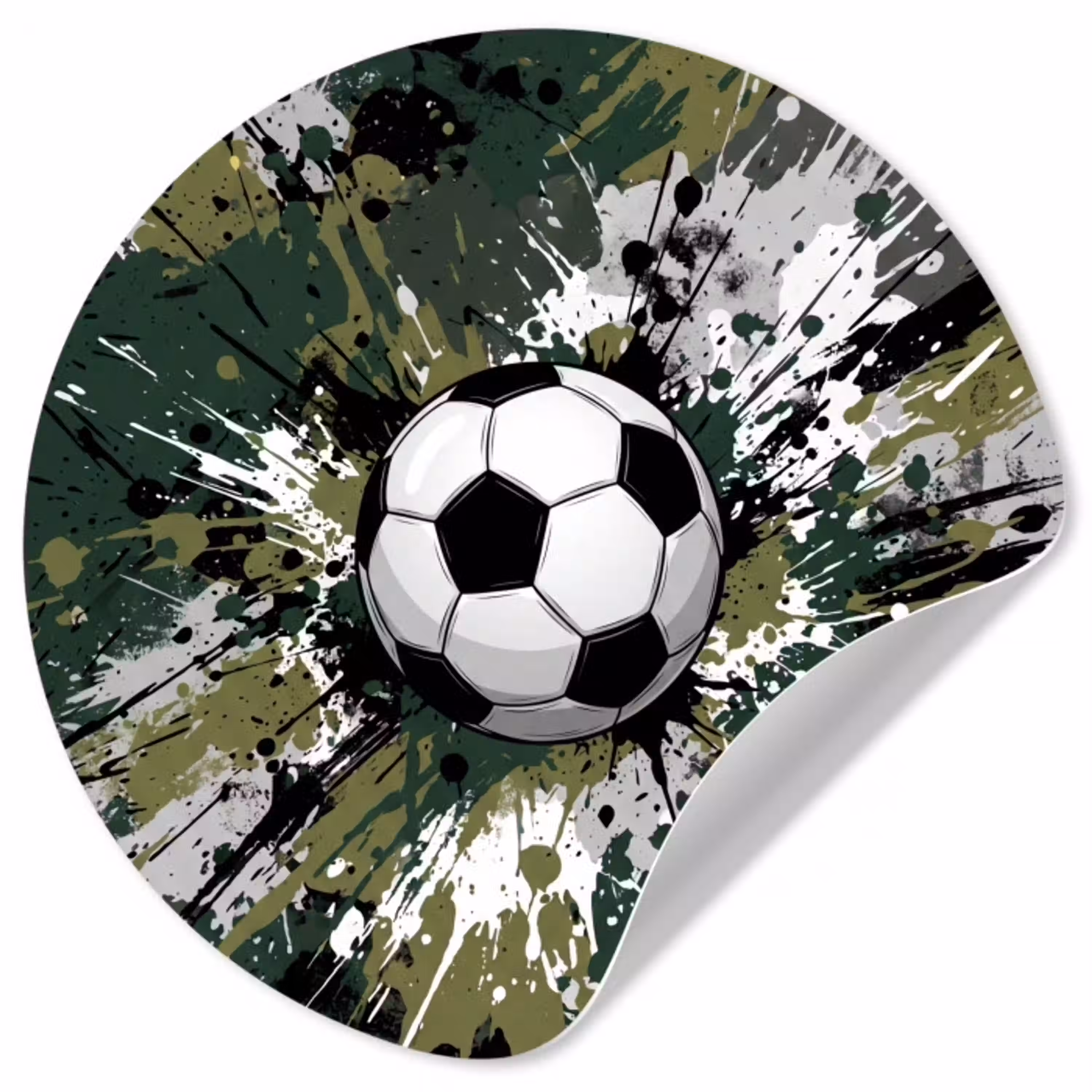 Voetbal - Verf - Spetters - Groen Wandcirkel behangsticker klein -3d