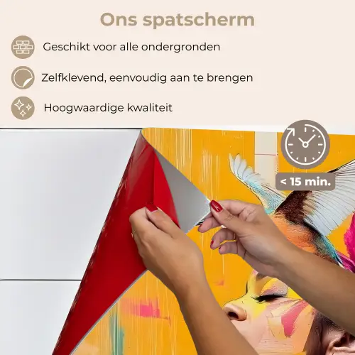 Vogel - Vrouw - Abstract - Bloem keuken achterwand spatscherm klein -spatscherm_NL