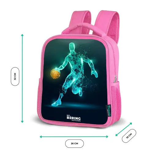 Basketbalspeler in neon dribbelactie Kinderrugzak - Roze middel -productfoto_formaten