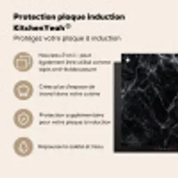 Bliksemschicht door Zwart Marmer Inductie beschermer vinyl 3mm middel -zzzzzzusp-haakje_FR