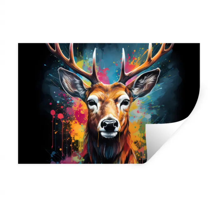 Hert - Graffiti - Dieren - Kleuren Muursticker klein -3d