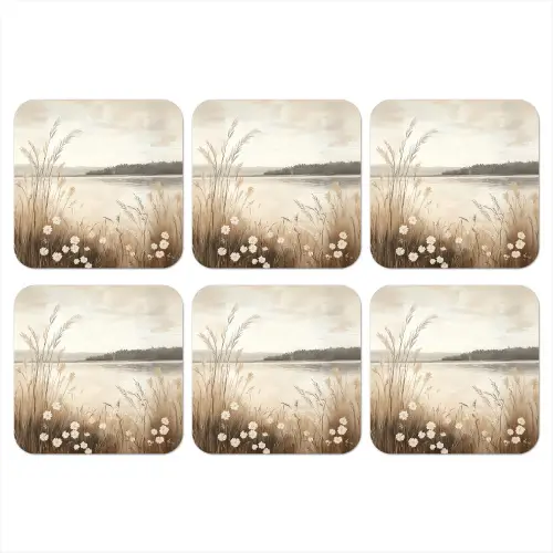 Meer - Water - Natuur - Beige onderzetter kurk middel -3d