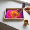 Roze - Dahlia - Kleurrijk Dienblad Rechthoek middel -sfeer2