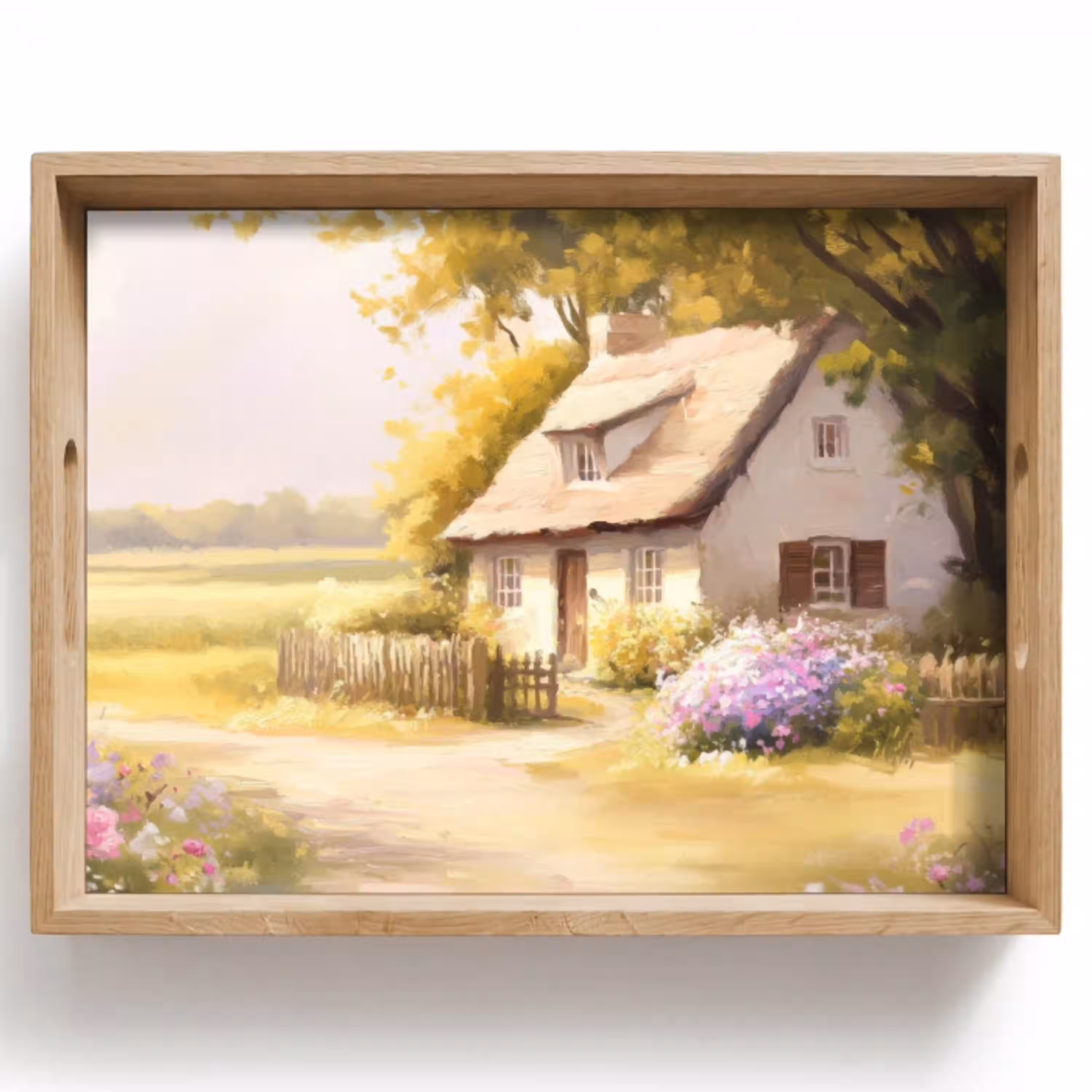 Huisje - Hout - Bloemen Dienblad Rechthoek middel -z3d_shopping