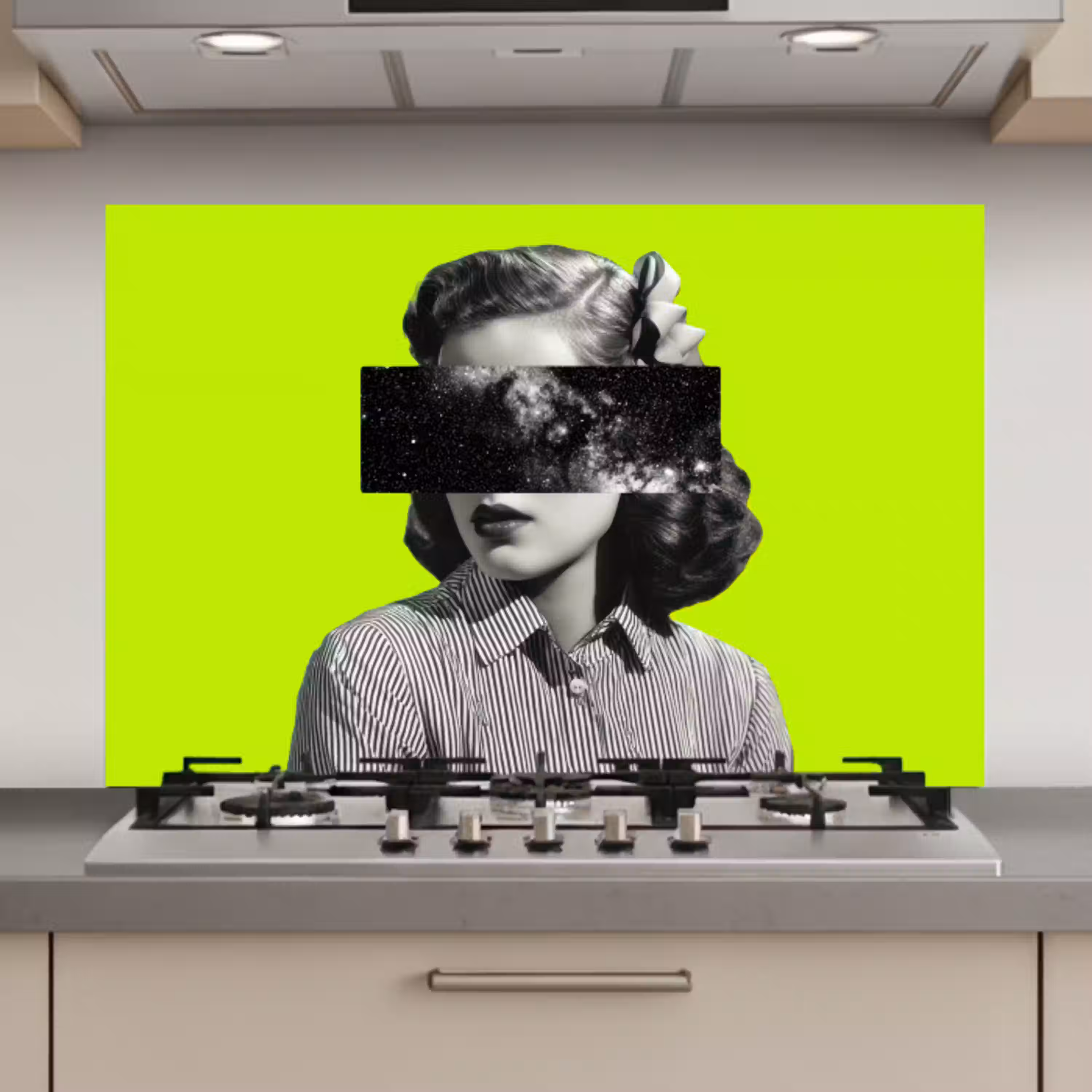 Vrouw - Sterrenhemel - Groen keuken achterwand spatscherm klein -3d_website