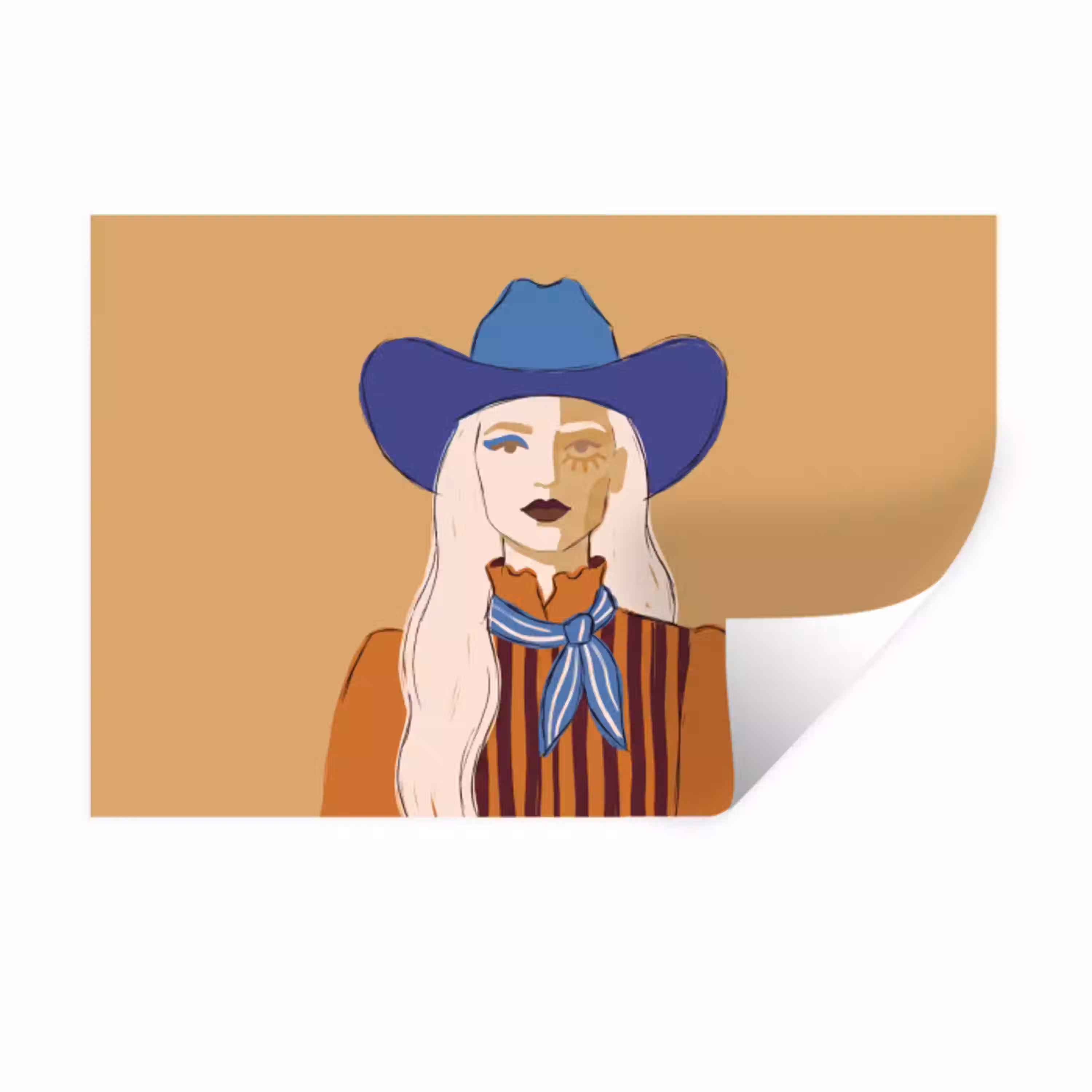 Vrouw - Portret - Abstract - Kleurrijk - Modern Muursticker klein -3d