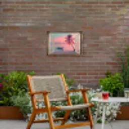 Doorkijk - Strand - Palmboom - Tropisch Tuinposter op houten frame 2 cm dik klein -sfeer3