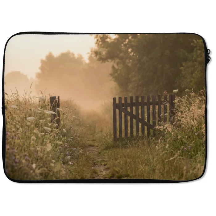 Hek - Natuur - Mist - Veld laptophoes neopreen klein -zkaufland3dotto