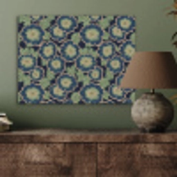 Bloemen - Borduurwerk - Patroon - Blauw - Groen PET vilt klein 837 -sfeer2