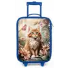 Kat in bloemenveld met roze vlinders. Kinderkoffer - Blauw klein -zz3dotto