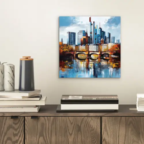 Bomen Frankfurt- Stad - Skyline - Brug aluminium wit klein -sfeer1