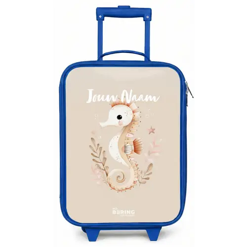 Roze zeepaardje tussen zeeplanten Kinderkoffer - Blauw klein -zz3dotto