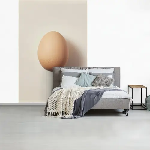 Ei - Beige - Ovaal - Egaal fotobehang vinyl groot -slaapkamer