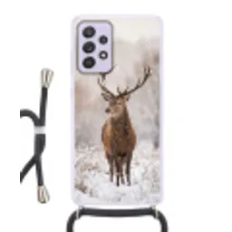 Edelhert - Bos - Sneeuw - Winter - Majestueus Hoesje Samsung Galaxy A52 5G met koord klein -3d
