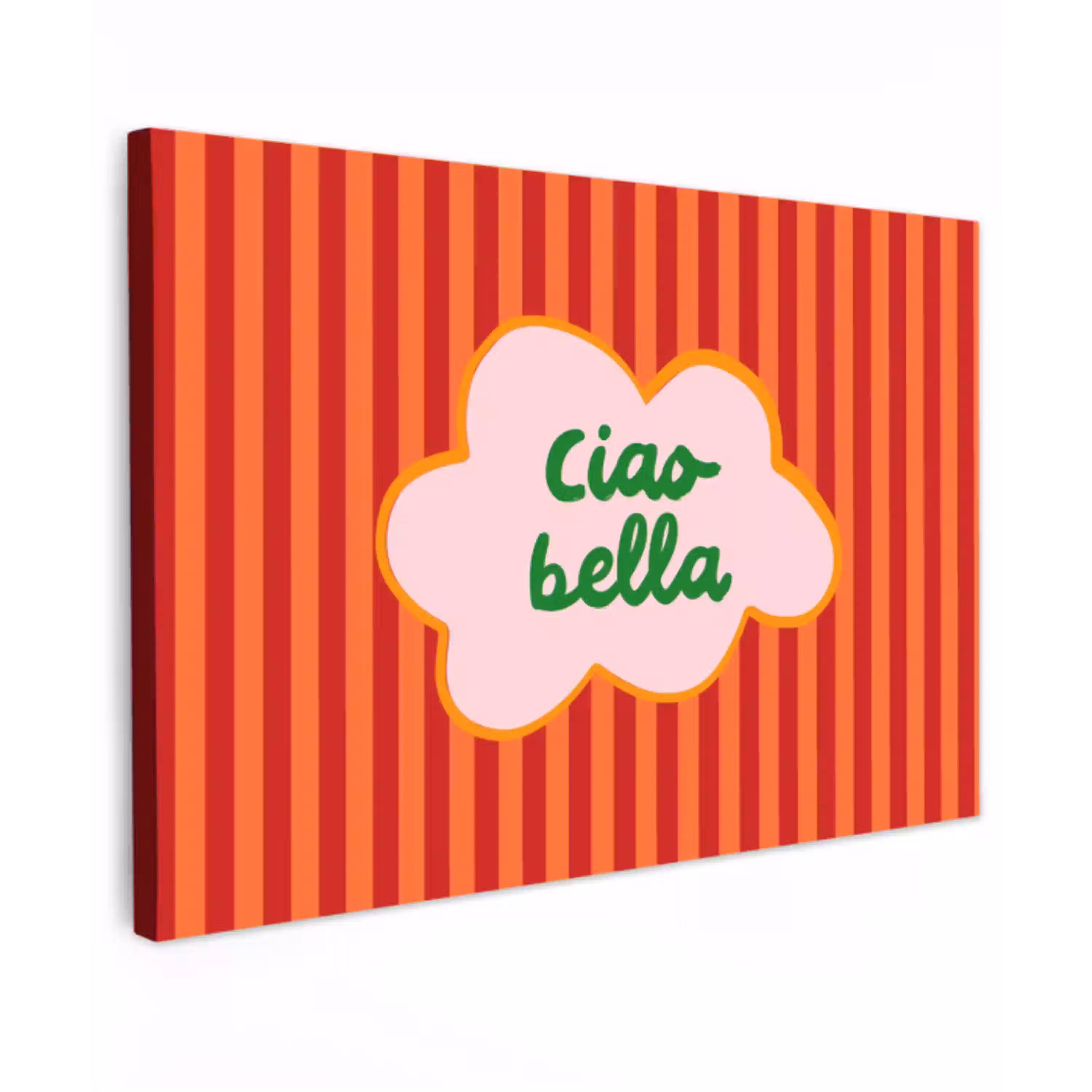 Ciao bella - Tekstwolk - Strepen - Oranje canvas 2cm klein -z3d