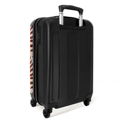 Patroon van bladeren in beige met rood NBS - Handbagage koffer - Unisex middel -achterkant