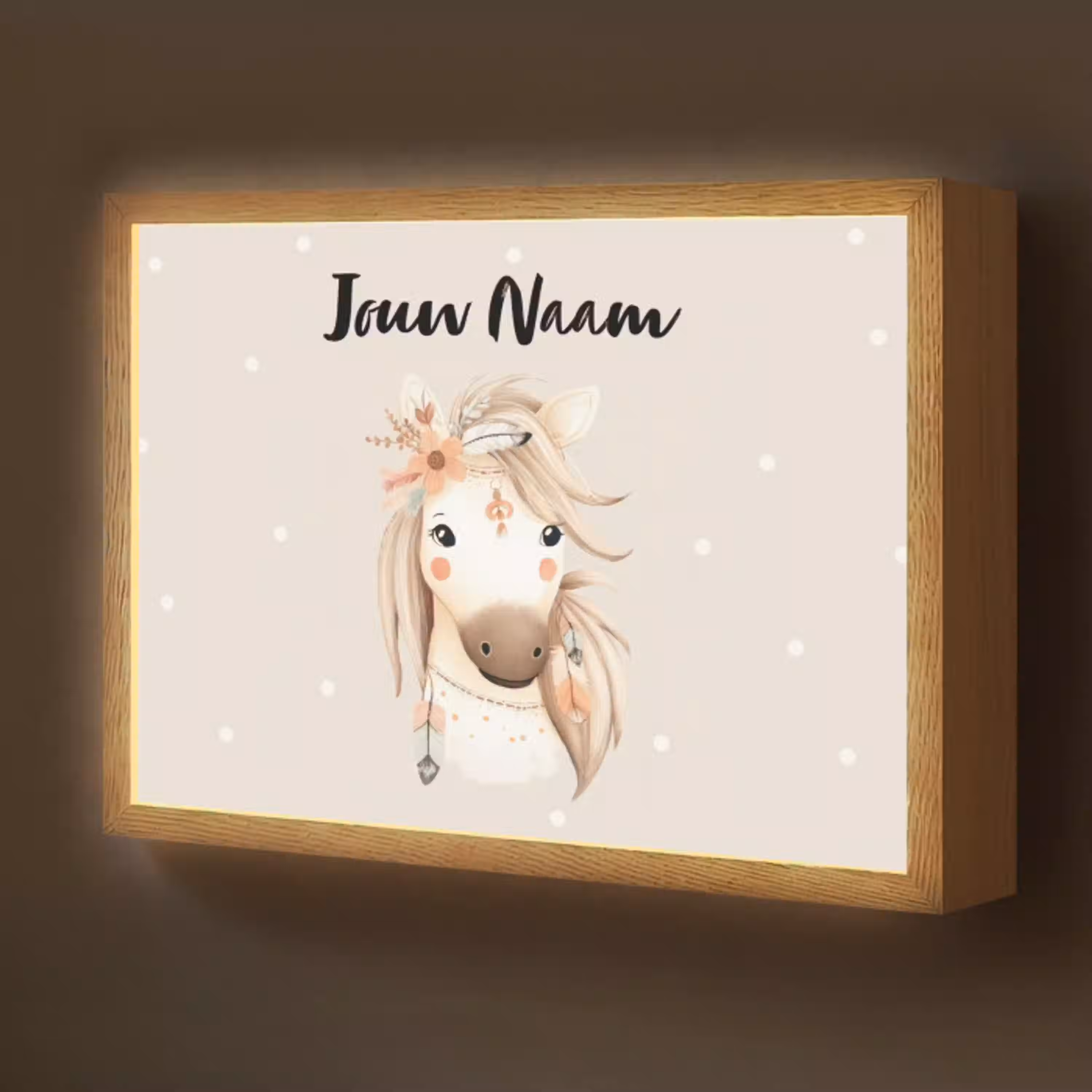 Paard - Manen - Bloemen - Stippen Light Box met batterij (Wandlamp kind) middel -z3d_website